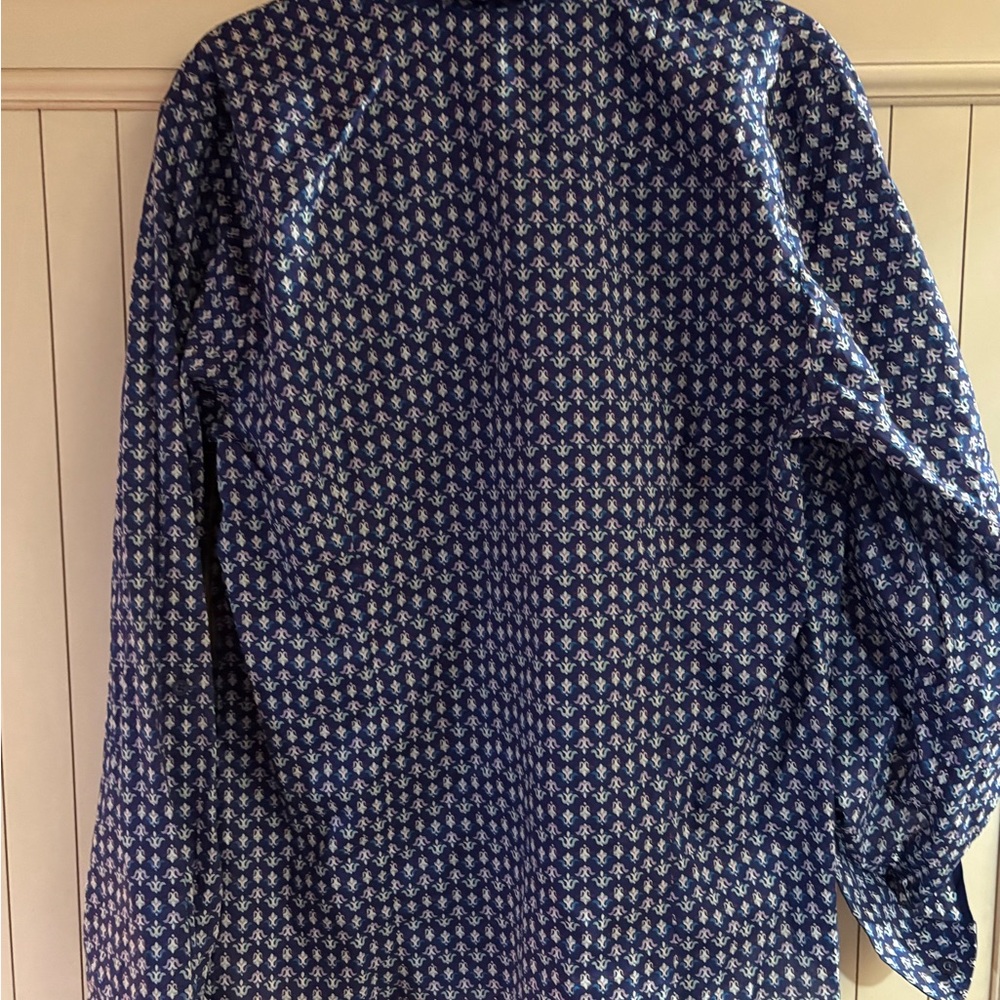 Blue Patterned Button-Up Shirt - Picture 2 of 3
